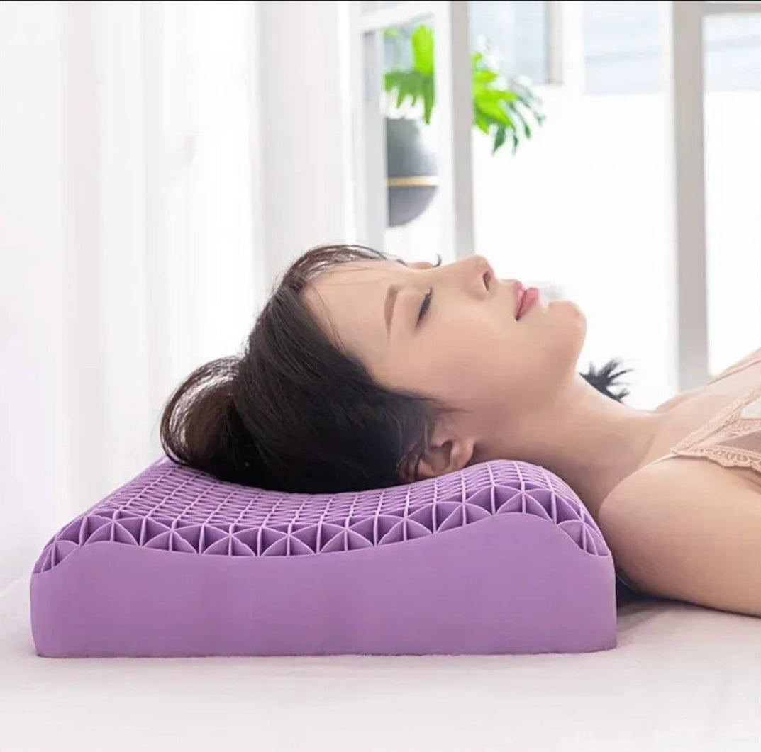 Purple grid pillow