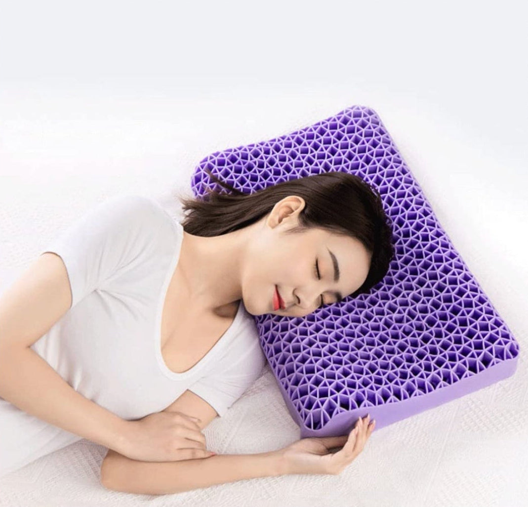 Purple grid pillow
